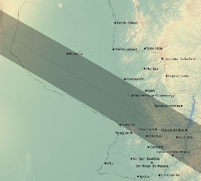 Map of the eclipse path across Paraguay on 11/03/1994
