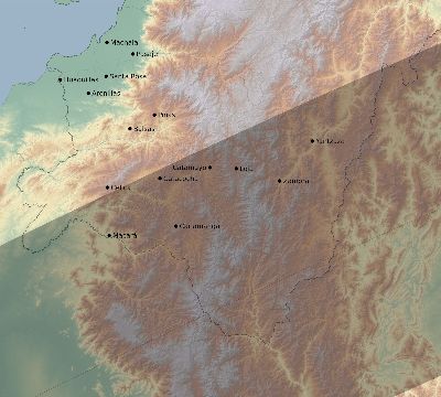 Map of the eclipse path across Ecuador on 04/29/1995