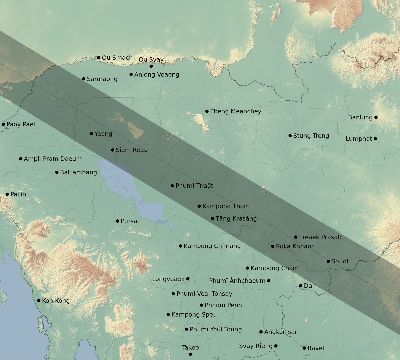 Map of the eclipse path across Cambodia on 10/24/1995