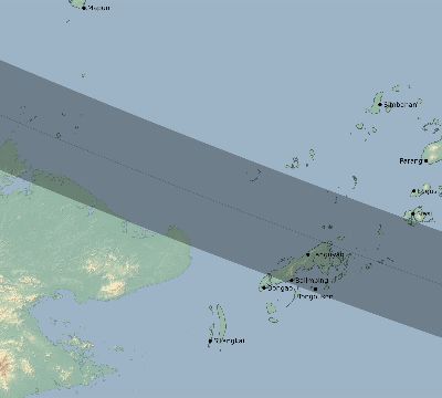 Map of the eclipse path across Philippines on 10/24/1995