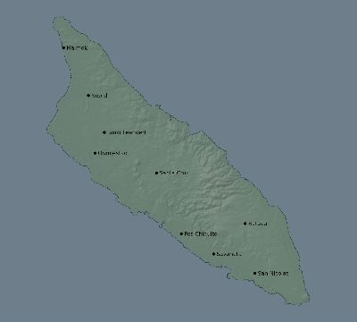 Map of the eclipse path across Aruba on 02/26/1998