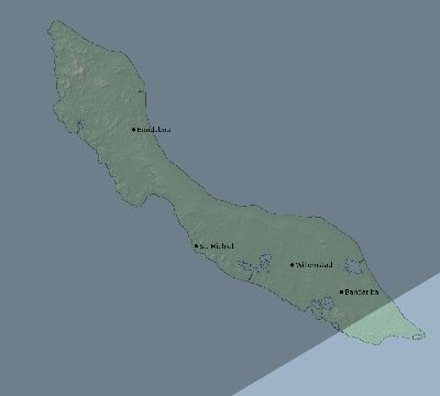Map of the eclipse path across Curaçao on 02/26/1998