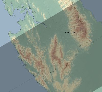 Map of the eclipse path across Panama on 02/26/1998