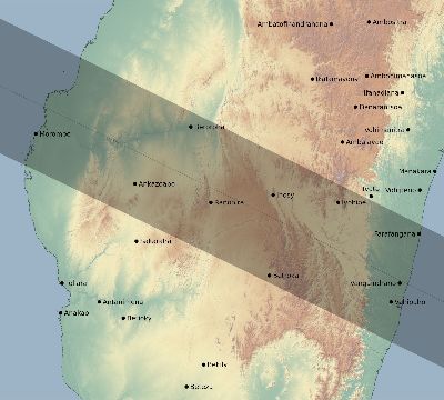 Map of the eclipse path across Madagascar on 06/21/2001