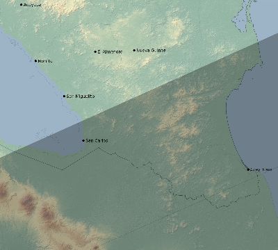 Map of the eclipse path across Nicaragua on 12/14/2001