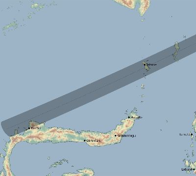 Map of the eclipse path across Indonesia on 06/10/2002