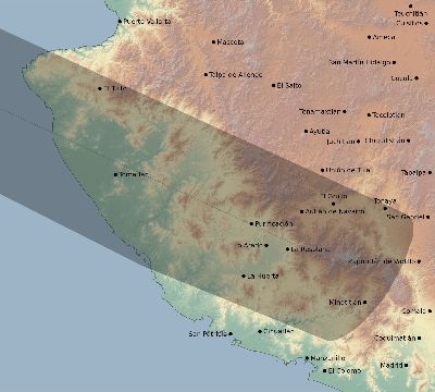 Map of the eclipse path across Mexico on 06/10/2002