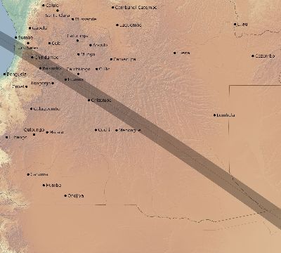 Map of the eclipse path across Angola on 12/04/2002