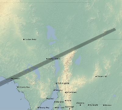 Map of the eclipse path across Australia on 12/04/2002