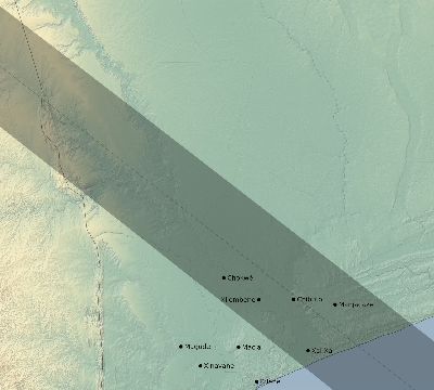 Map of the eclipse path across Mozambique on 12/04/2002
