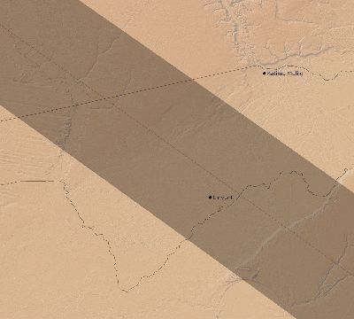 Map of the eclipse path across Namibia on 12/04/2002