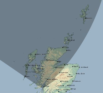 Map of the eclipse path across United Kingdom on 05/31/2003