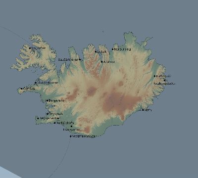 Map of the eclipse path across Iceland on 05/31/2003