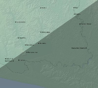 Map of the eclipse path across Côte d'Ivoire (Ivory Coast) on 03/29/2006