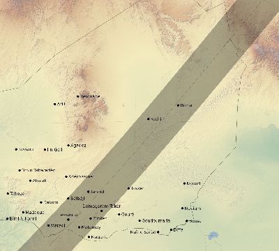 Map of the eclipse path across Niger on 03/29/2006