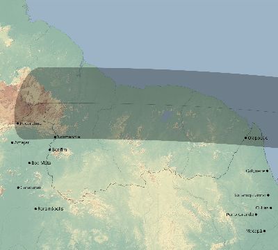 Map of the eclipse path across Brazil on 09/22/2006