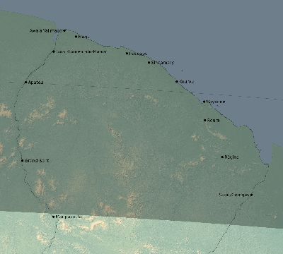 Map of the eclipse path across French Guiana on 09/22/2006
