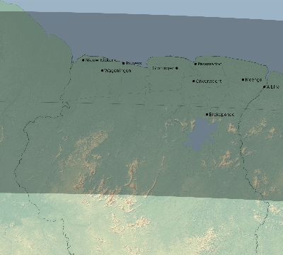 Map of the eclipse path across Suriname on 09/22/2006