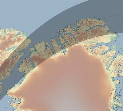 Map of the eclipse path across Greenland on 08/01/2008