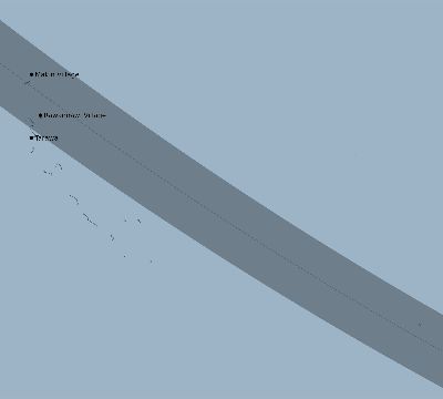 Map of the eclipse path across Kiribati on 07/22/2009