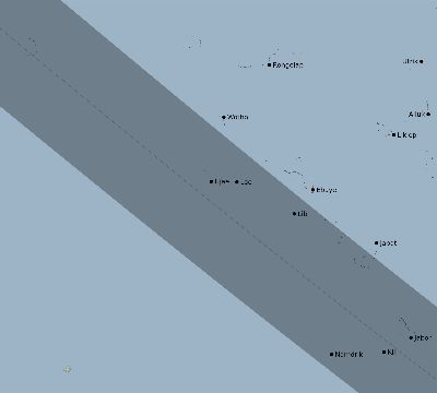 Map of the eclipse path across Marshall Islands on 07/22/2009