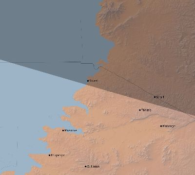 Map of the eclipse path across Tanzania on 01/15/2010
