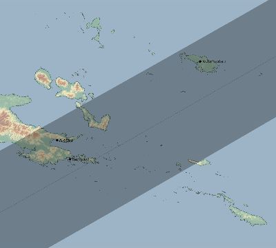 Map of the eclipse path across Papua New Guinea on 05/10/2013