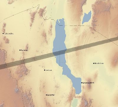 Map of the eclipse path across Kenya on 11/03/2013