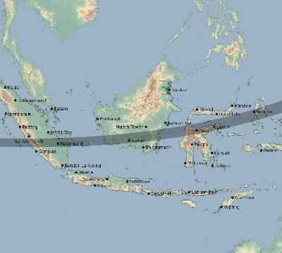 Map of the eclipse path across Indonesia on 03/09/2016