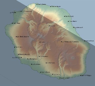 Map of the eclipse path across Réunion on 09/01/2016