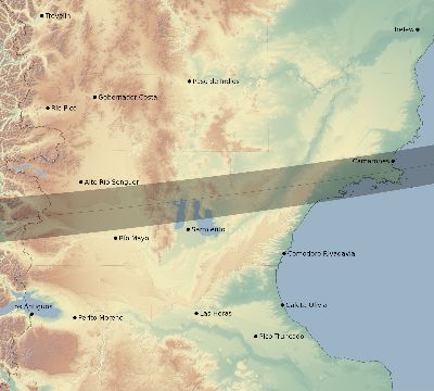 Map of the eclipse path across Argentina on 02/26/2017