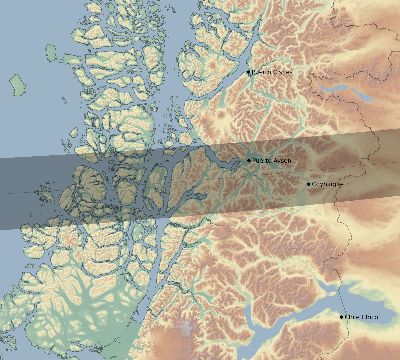 Map of the eclipse path across Chile on 02/26/2017