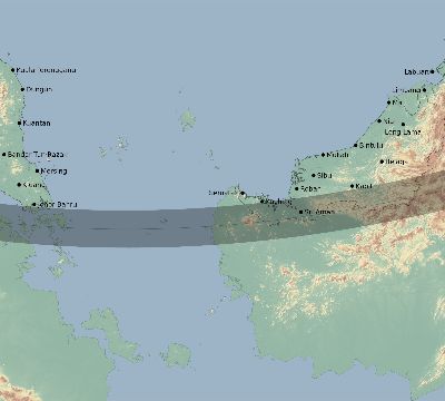 Map of the eclipse path across Malaysia on 12/26/2019