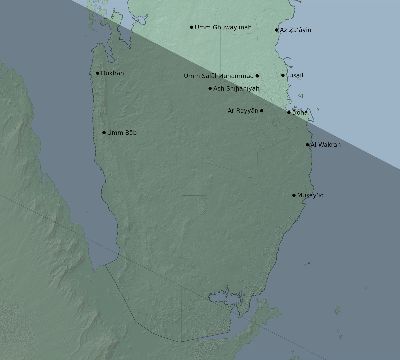 Map of the eclipse path across Qatar on 12/26/2019