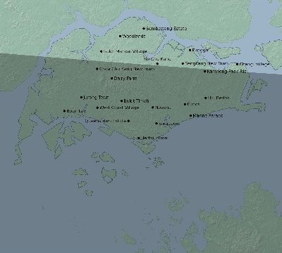 Map of the eclipse path across Singapore on 12/26/2019