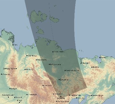 Map of the eclipse path across Russia on 06/10/2021