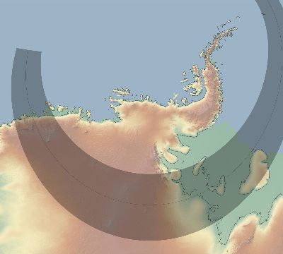 Map of the eclipse path across Antarctica on 12/04/2021