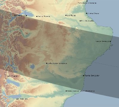 Map of the eclipse path across Argentina on 10/02/2024