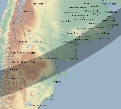 Map of the eclipse path across Argentina on 02/06/2027