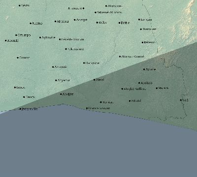 Map of the eclipse path across Côte d'Ivoire (Ivory Coast) on 02/06/2027