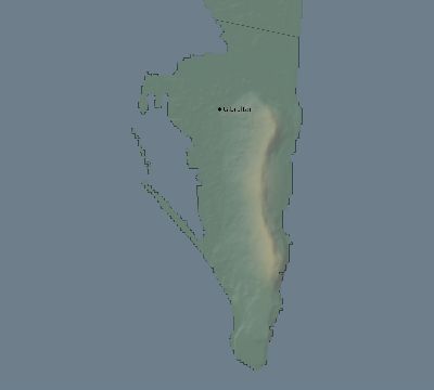 Map of the eclipse path across Gibraltar on 08/02/2027