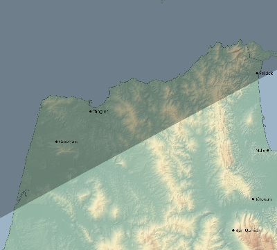 Map of the eclipse path across Morocco on 01/26/2028