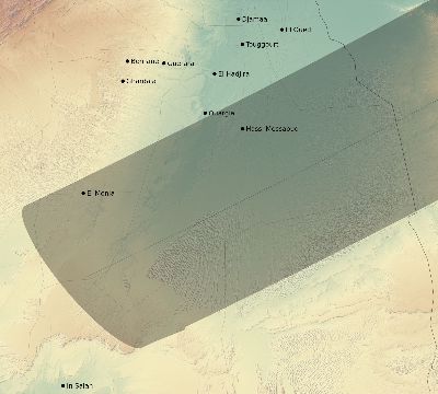 Map of the eclipse path across Algeria on 06/01/2030