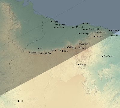 Map of the eclipse path across Libya on 06/01/2030