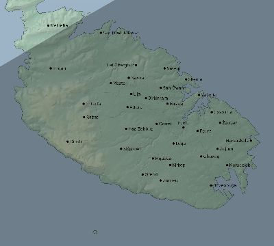 Map of the eclipse path across Malta on 06/01/2030