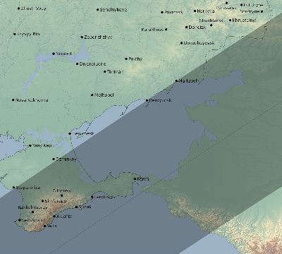 Map of the eclipse path across Ukraine on 06/01/2030