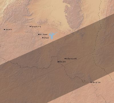 Map of the eclipse path across DR Congo on 05/21/2031