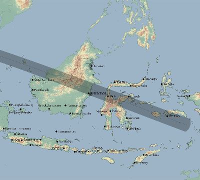 Map of the eclipse path across Indonesia on 05/21/2031