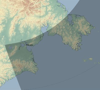 Map of the eclipse path across Russia on 03/30/2033