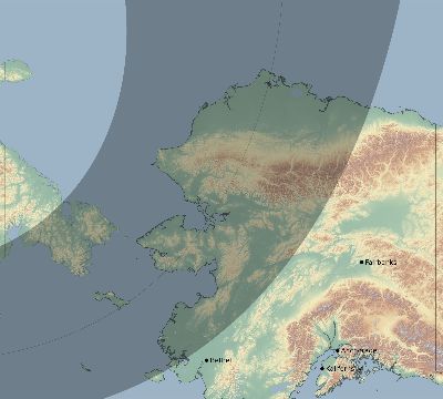 Map of the eclipse path across United States on 03/30/2033